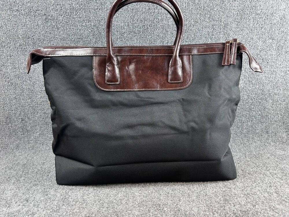 Lancome Black Tote Handbag Brown Handles Zip Top New No Tags